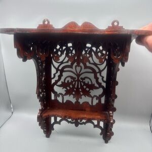Vintage Brown Ornate Wall Display Shelf